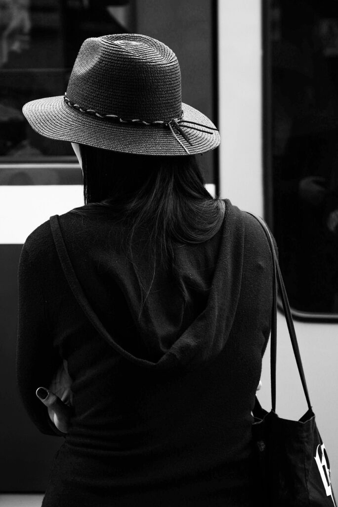 woman, hat, black and white, girl, young, female, person, people, travel, fashion, women, vacation, lifestyle, attractive, shadow, silhouette, model, black travel, black fashion, black model